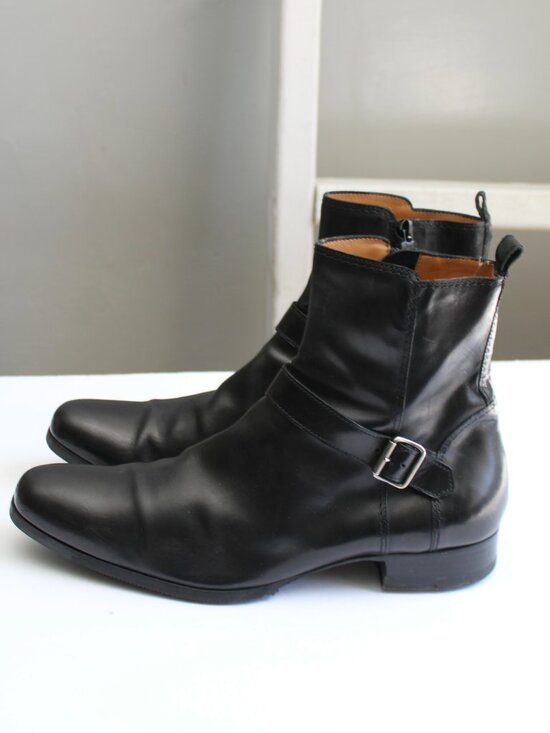 Costume National Homme Ankle Boots Black Leather Buckle Accent Zip-Up Men\'s 9.5 main image 9